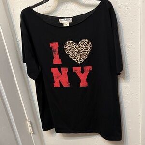 Cut & Paste Black Leopard Heart Tee Size Large